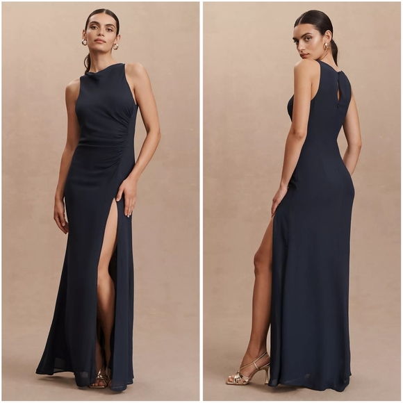 NWT Reformation Navy Senna Dress 100% Viscose 16 - Picture 4 of 13